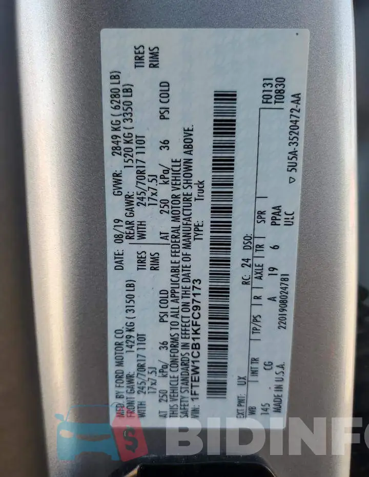 1FTEW1CB1KFC97173 Photo# 12