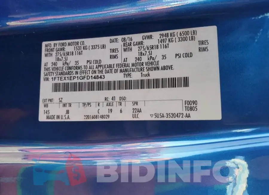 1FTEX1EP1GFD14843 Photo# 12