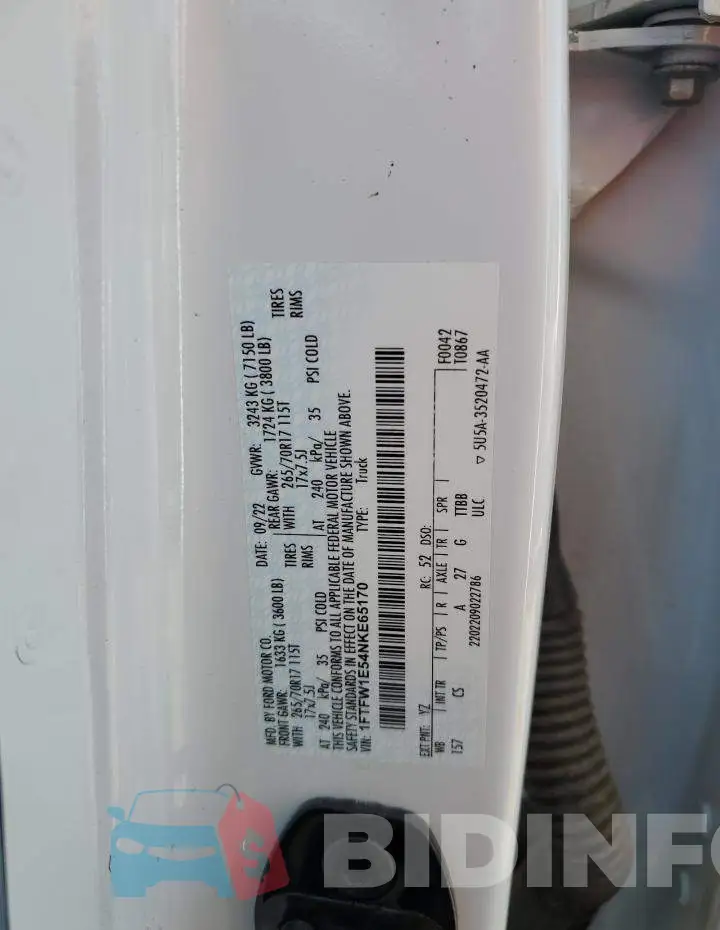 1FTFW1E54NKE65170 Photo# 13