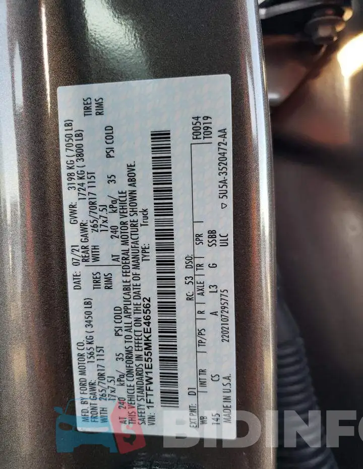 1FTFW1E55MKE46562 Photo# 12