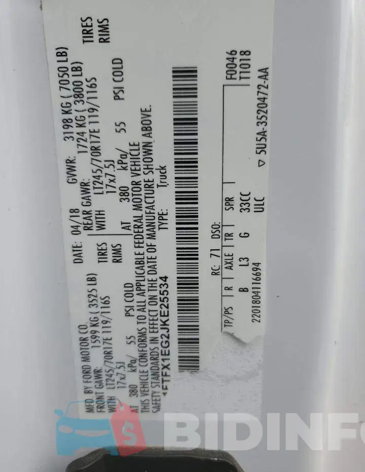 1FTFX1EG2JKE25534 Photo# 12