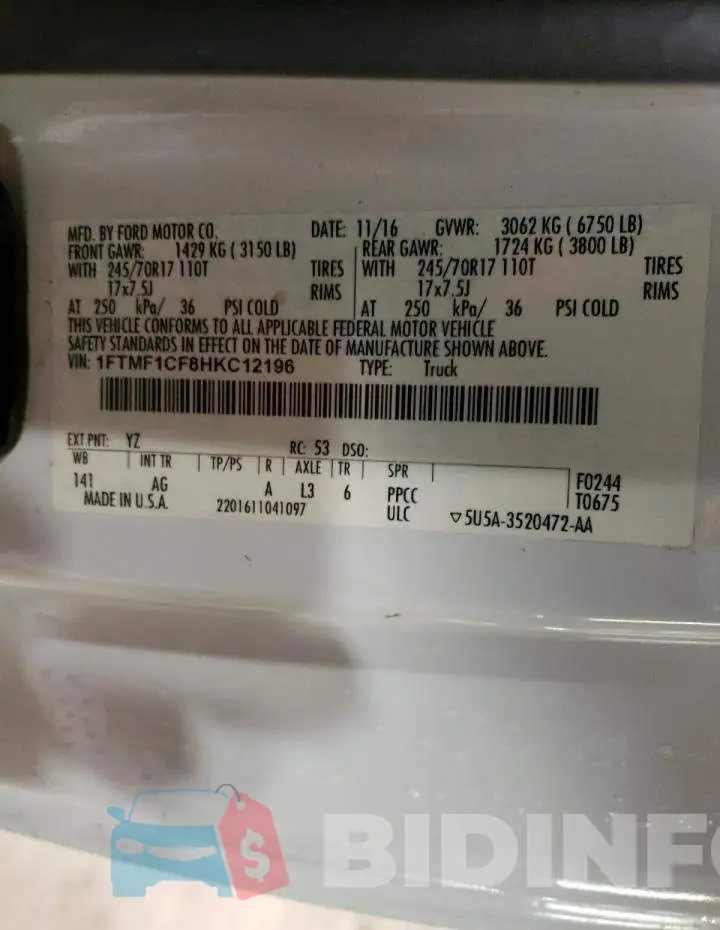 1FTMF1CF8HKC12196 Photo# 12