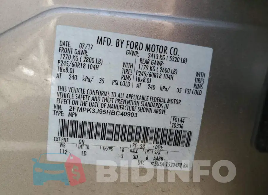 2FMPK3J95HBC40903 Photo# 13