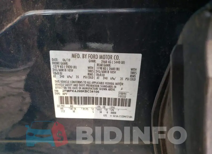 2FMPK4J98KBC34106 Photo# 13
