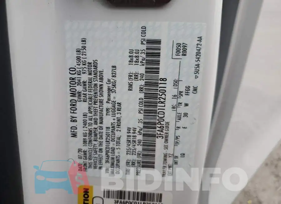 3FA6P0CD1LR250118 Photo# 13