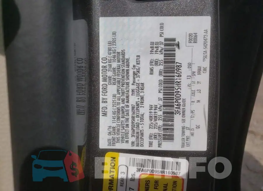 3FA6P0D95HR160987 Photo# 12