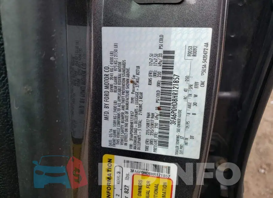 3FA6P0HD8HR121857 Photo# 12