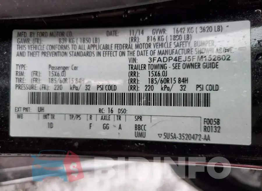 3FADP4EJ5FM152602 Photo# 13