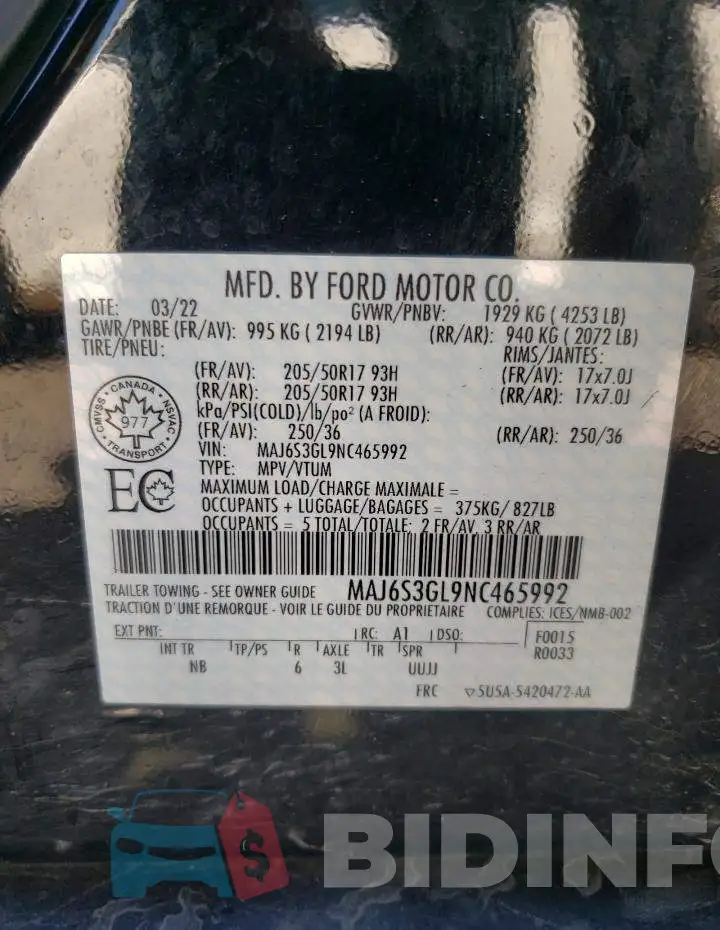MAJ6S3GL9NC465992 Photo# 13