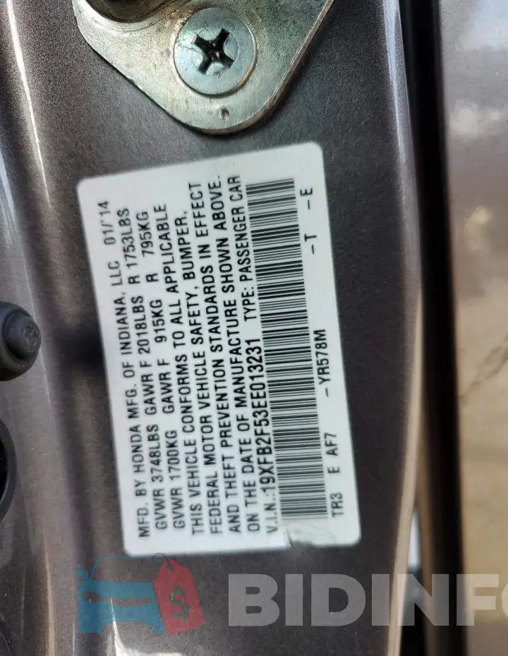 19XFB2F53EE013231 Photo# 13