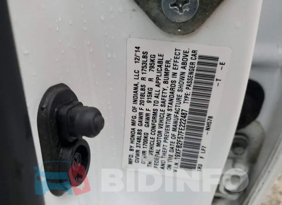 19XFB2F57FE222487 Photo# 12