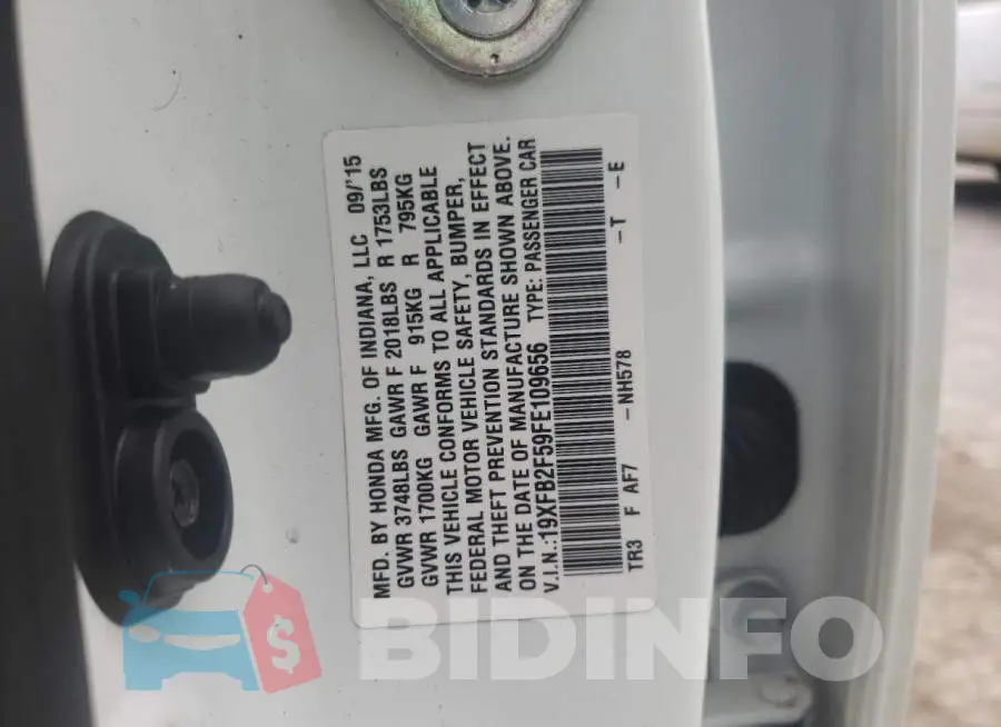 19XFB2F59FE109656 Photo# 12