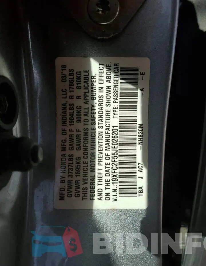 19XFC2F55JE026201 Photo# 12