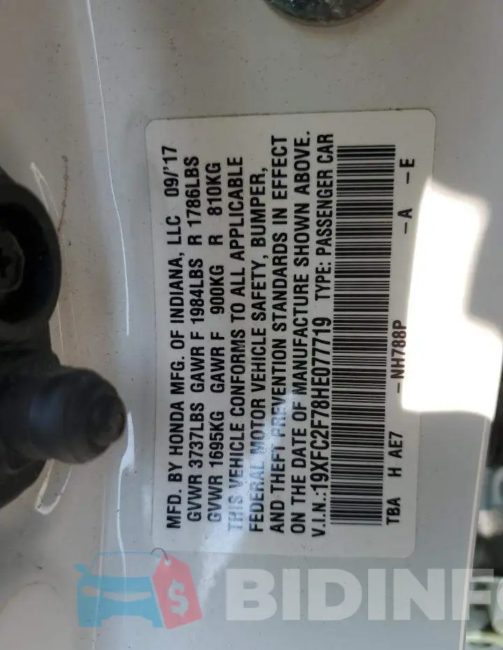 19XFC2F78HE077719 Photo# 12