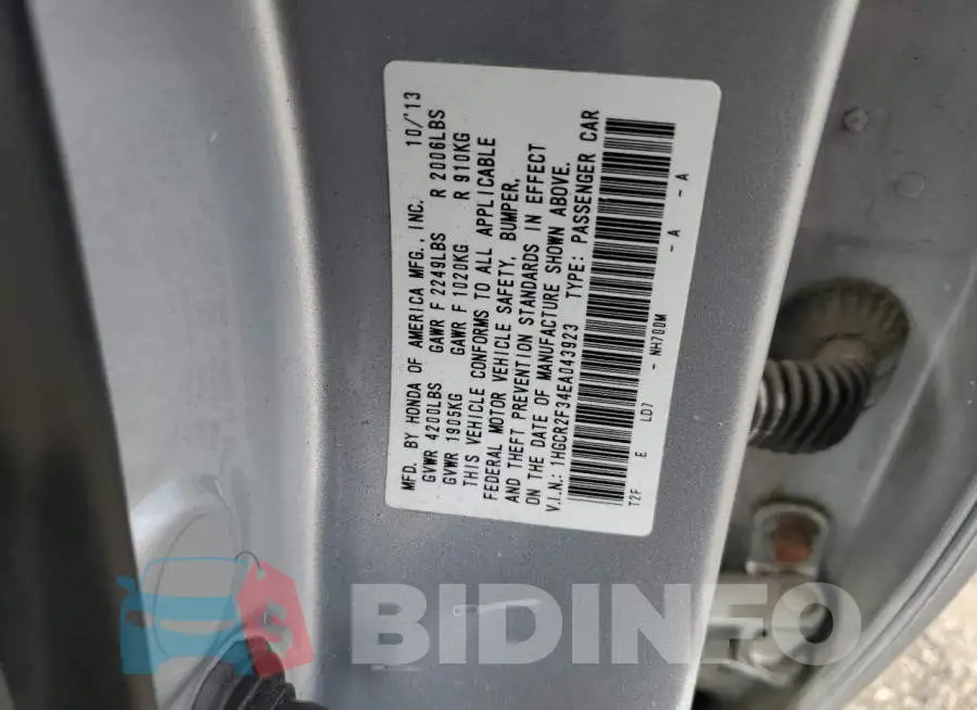 1HGCR2F34EA043923 Photo# 13