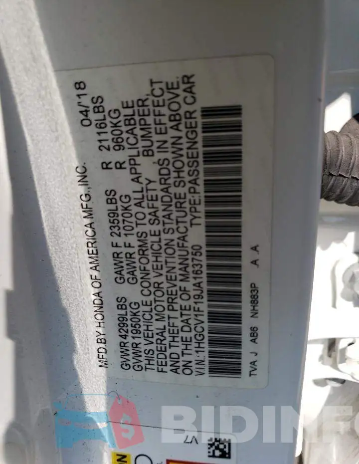 1HGCV1F19JA163750 Photo# 12