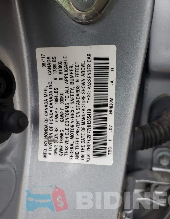 2HGFC2F77HH565419 Photo# 12