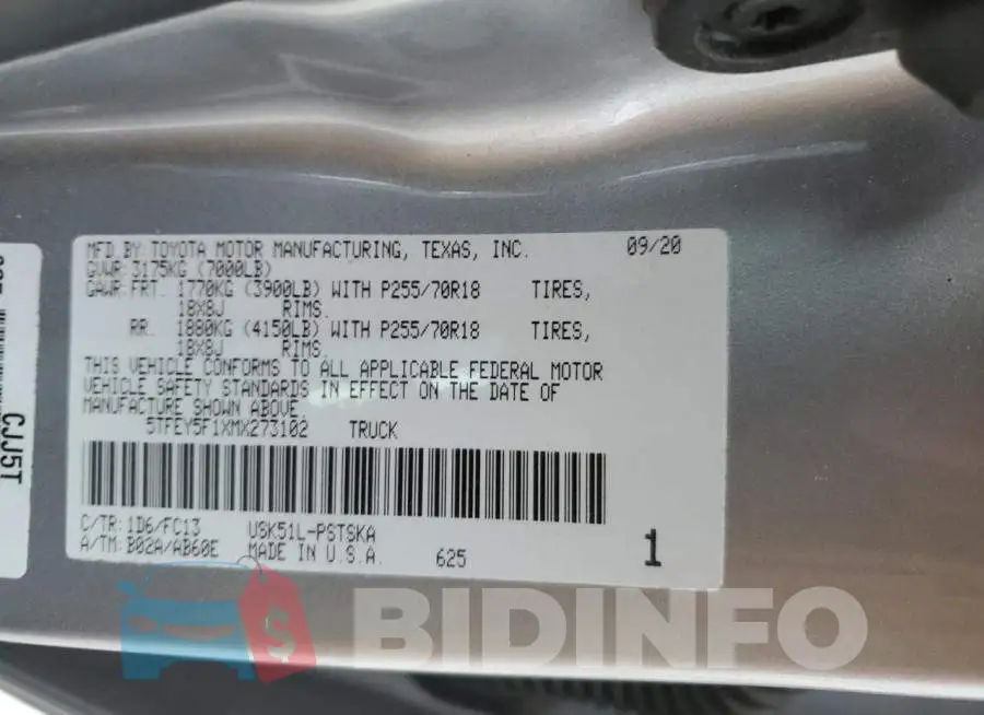 5TFEY5F1XMX273102 Photo# 12