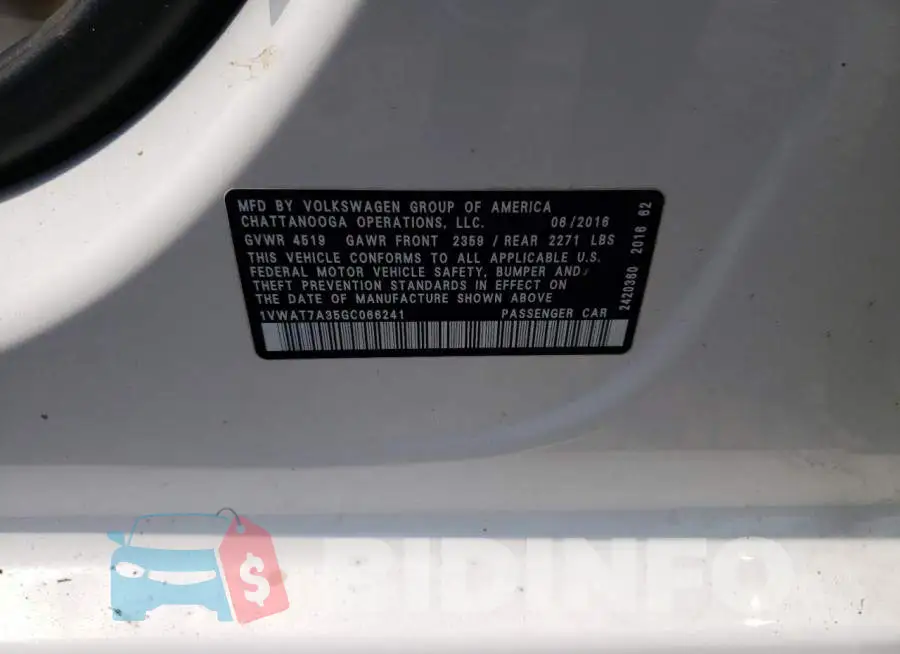 1VWAT7A35GC066241 Photo# 13