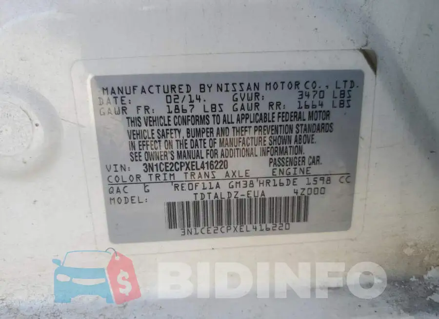 3N1CE2CPXEL416220 Photo# 12