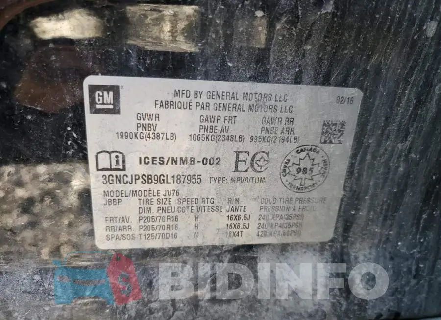 3GNCJPSB9GL187955 Photo# 13