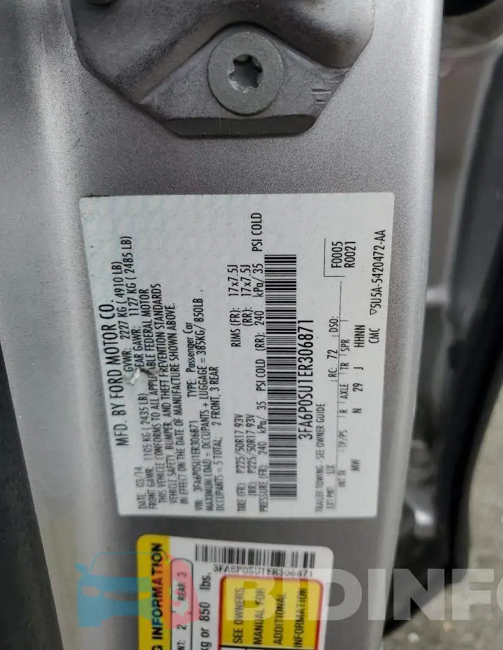 3FA6P0SU1ER306871 Photo# 12