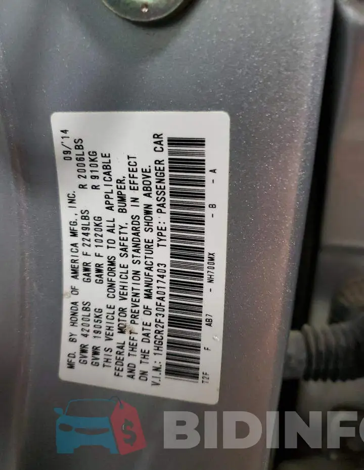 1HGCR2F30FA017403 Photo# 12