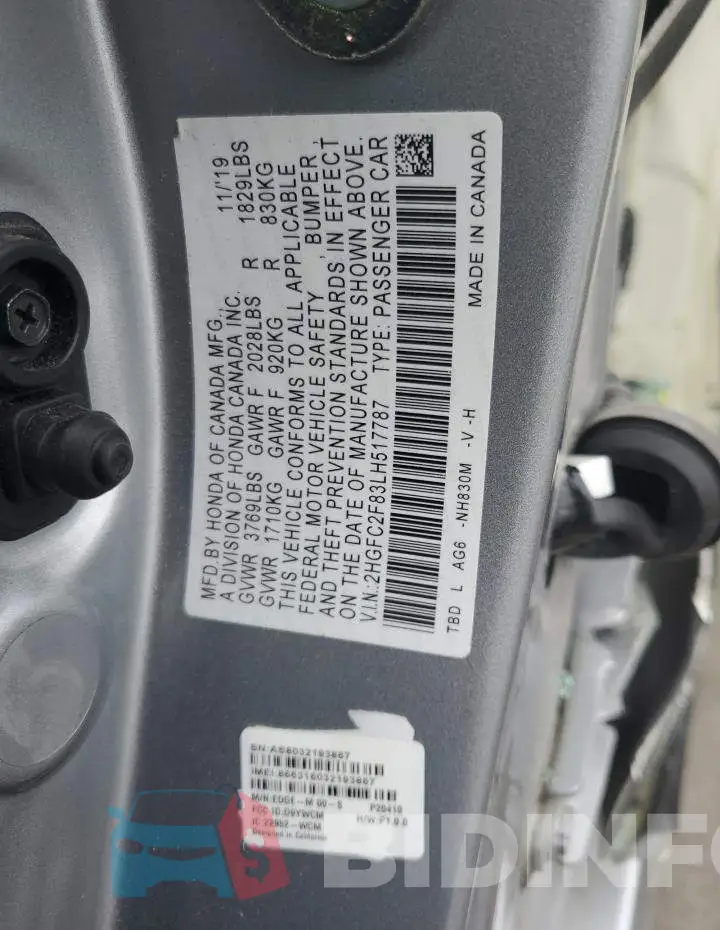 2HGFC2F83LH517787 Photo# 12