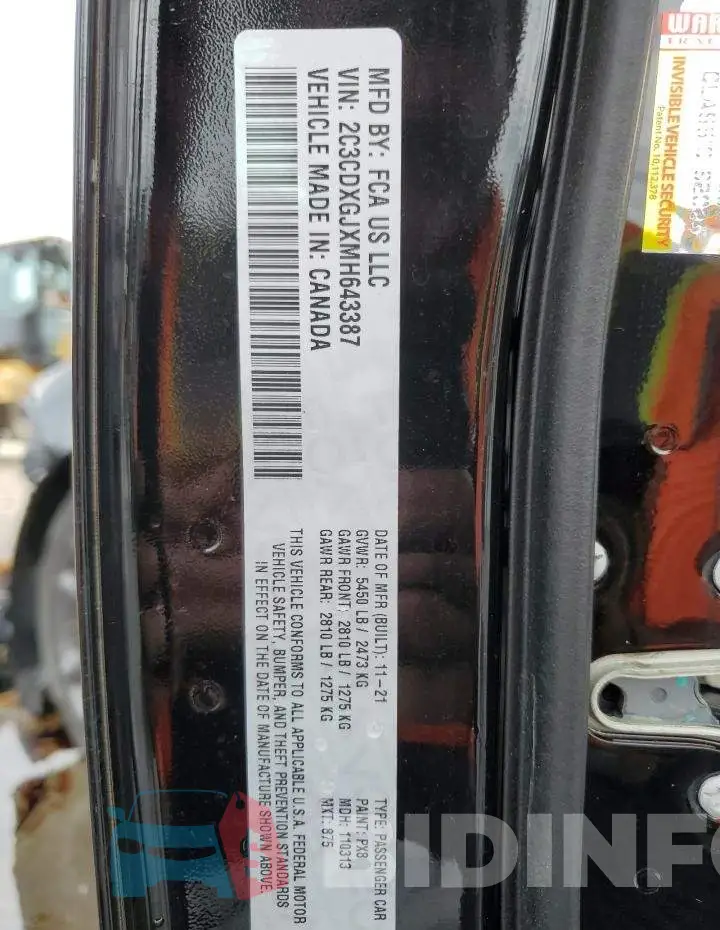 2C3CDXGJXMH643387 Photo# 12