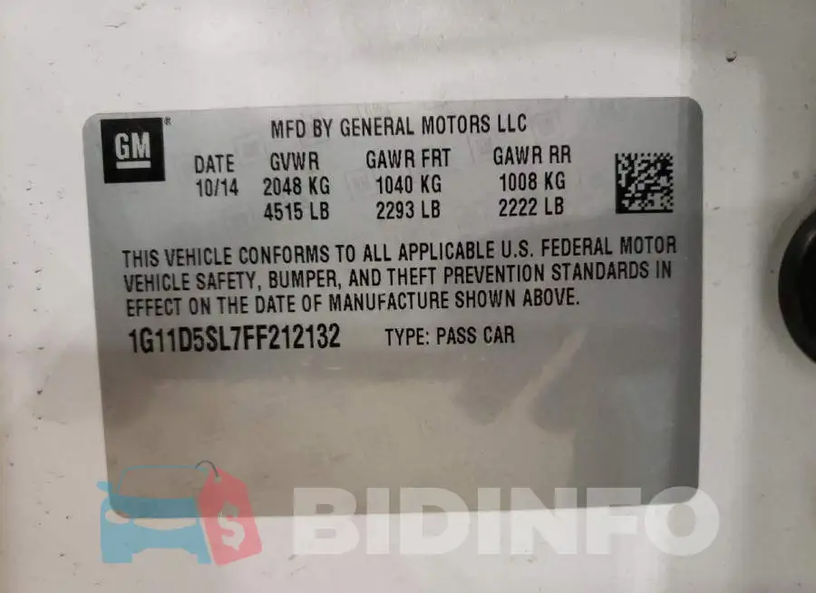 1G11D5SL7FF212132 Photo# 13