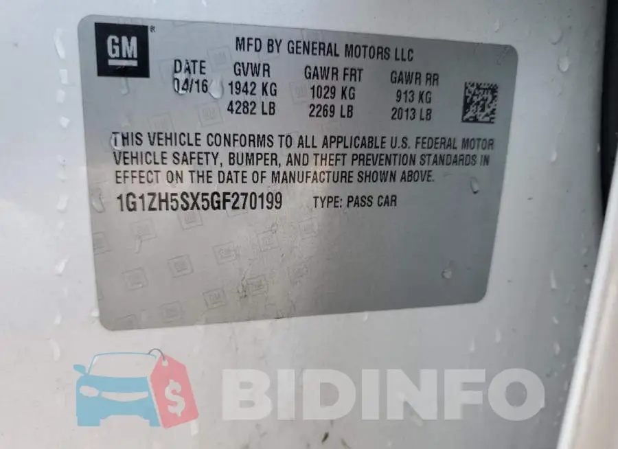 1G1ZH5SX5GF270199 Photo# 12