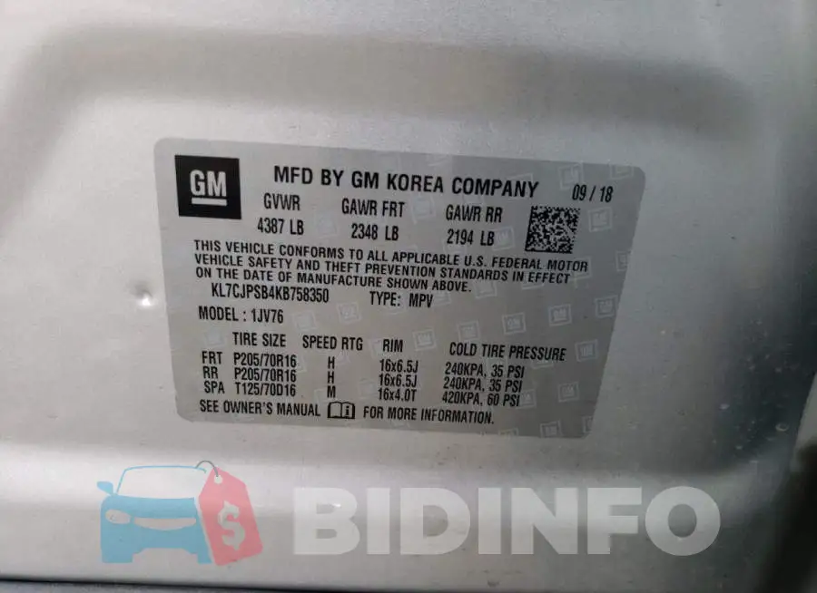 KL7CJPSB4KB758350 Photo# 12
