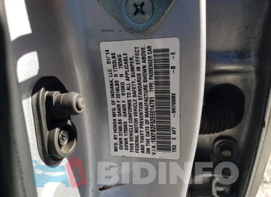 19XFB2F52EE014791 Photo# 12