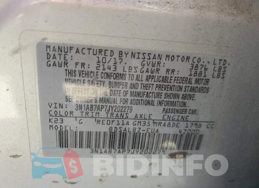 3N1AB7AP7JY202279 Photo# 12