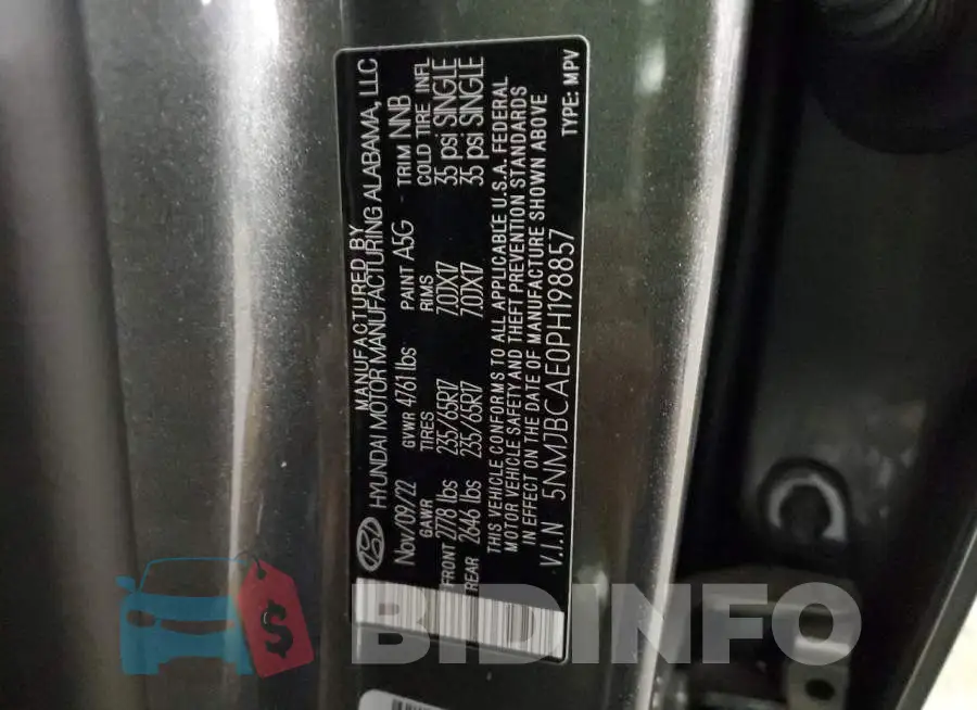 5NMJBCAE0PH198857 Photo# 13