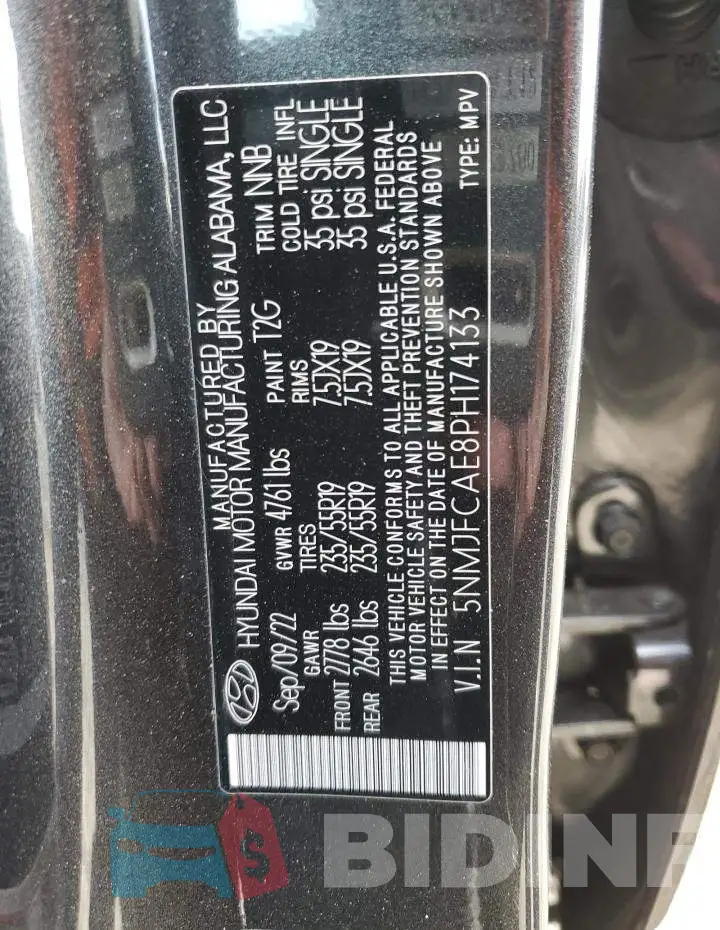 5NMJFCAE8PH174133 Photo# 12