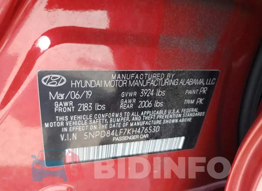 5NPD84LF7KH476530 Photo# 12