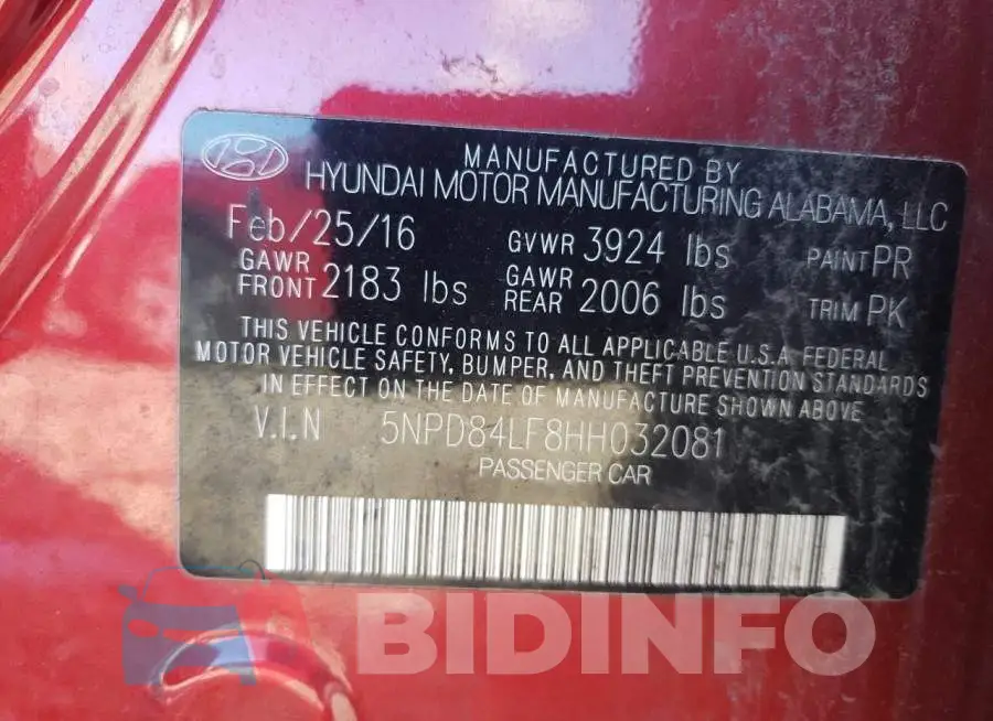 5NPD84LF8HH032081 Photo# 12