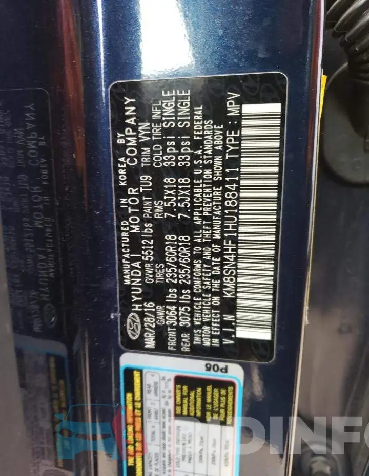 KM8SN4HF1HU188411 Photo# 13