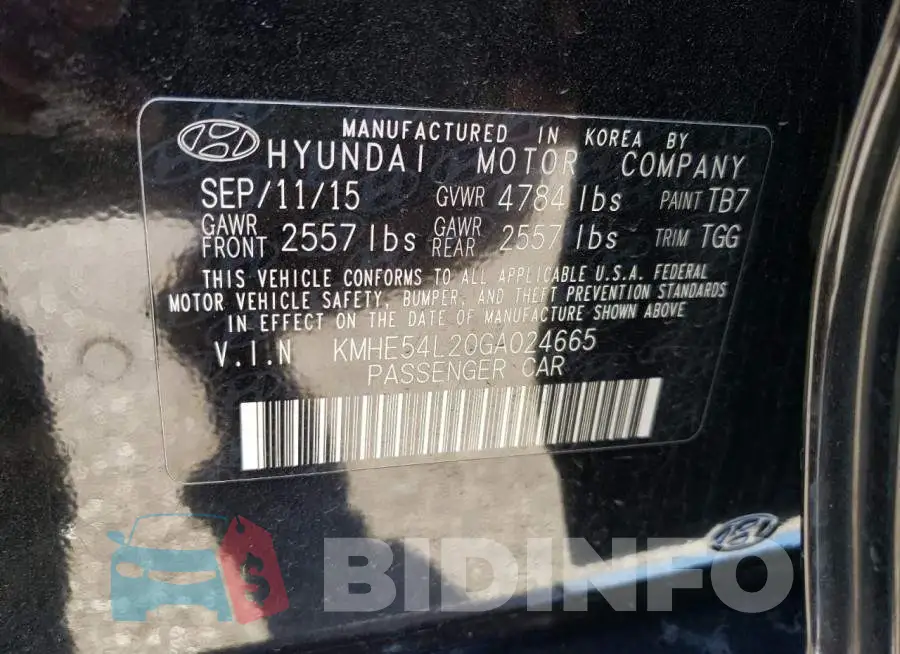 KMHE54L20GA024665 Photo# 12