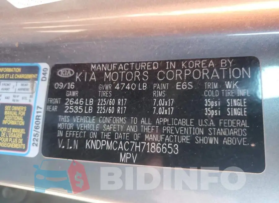 KNDPMCAC7H7186653 Photo# 12