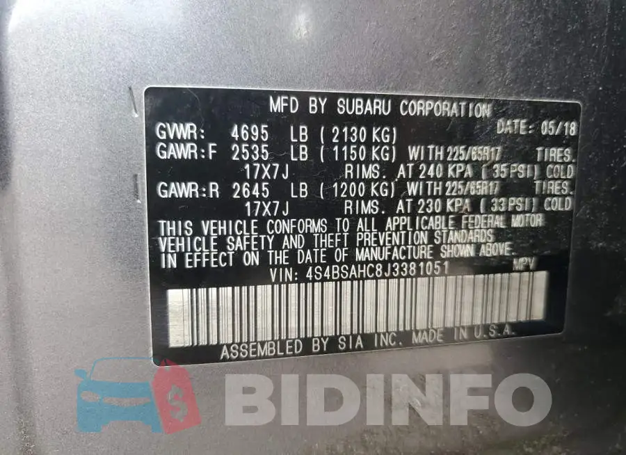 4S4BSAHC8J3381051 Photo# 14