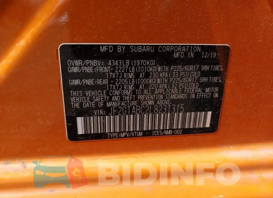 JF2GTABC2L8231315 Photo# 12