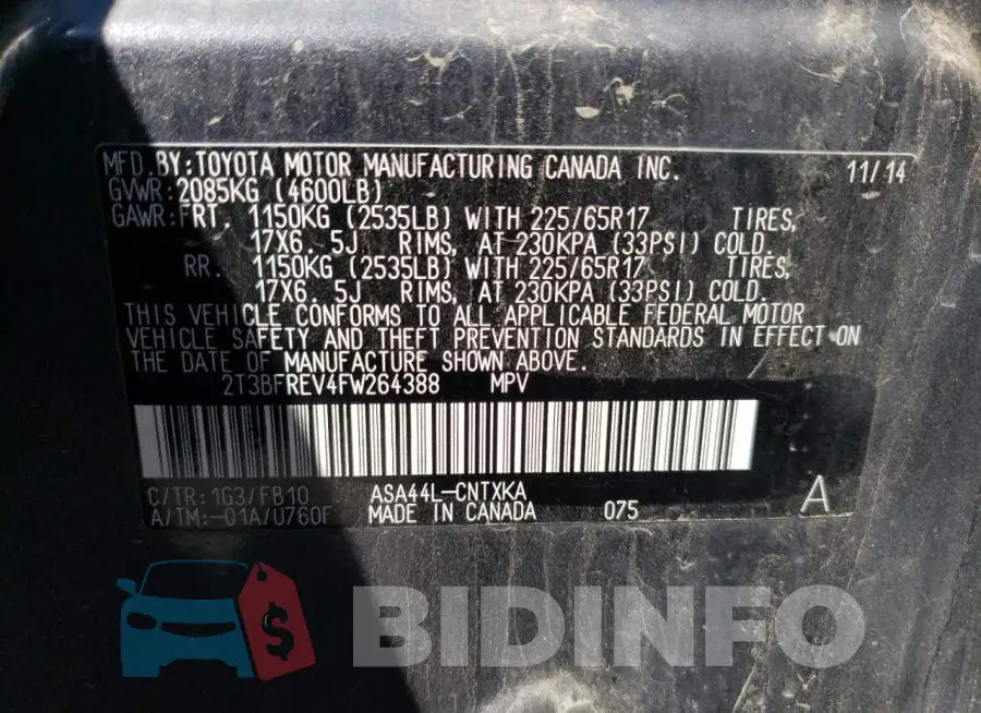 2T3BFREV4FW264388 Photo# 12