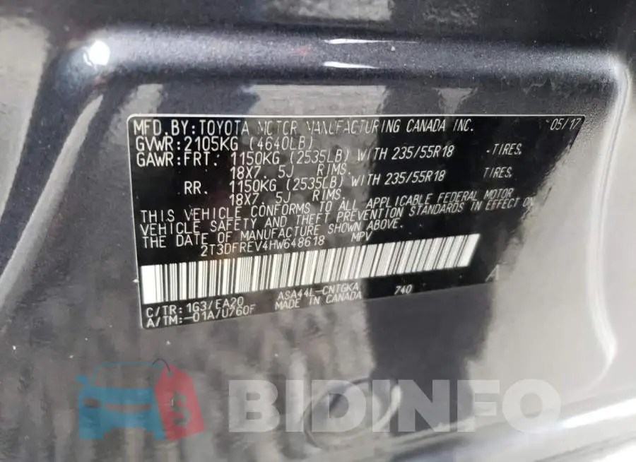 2T3DFREV4HW648618 Photo# 12