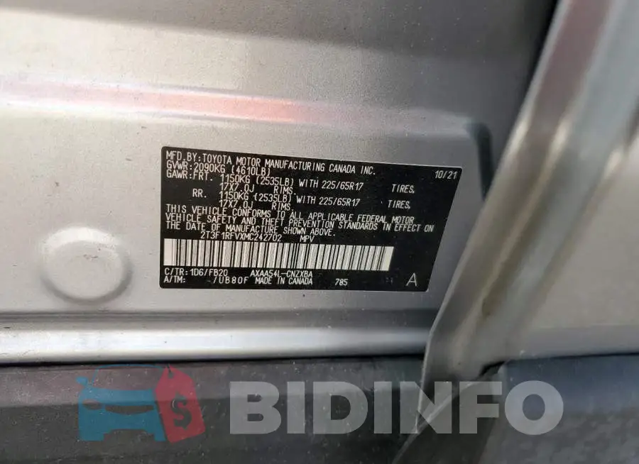 2T3F1RFVXMC242702 Photo# 12
