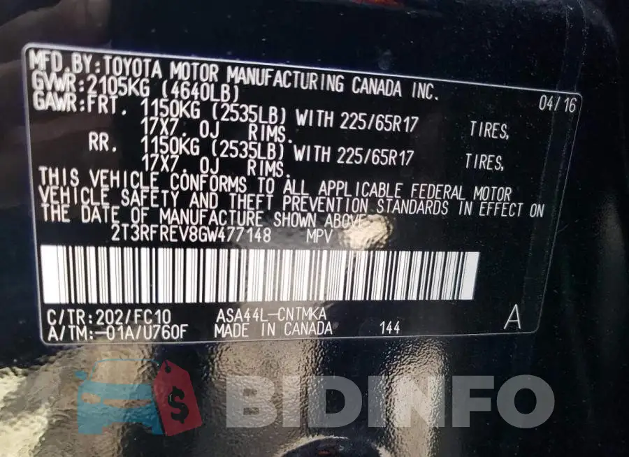 2T3RFREV8GW477148 Photo# 12