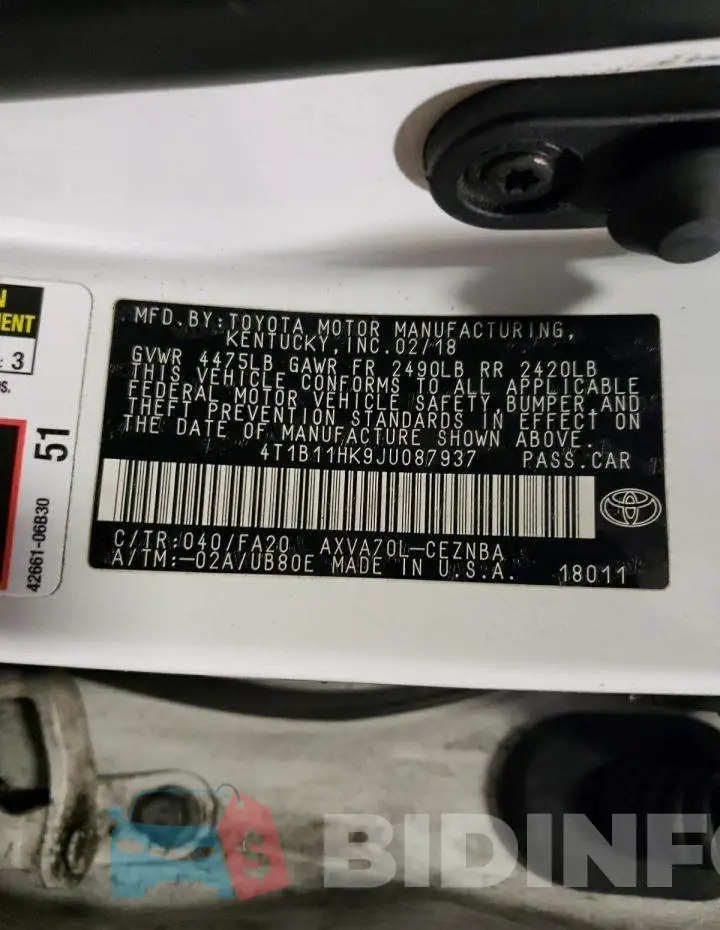 4T1B11HK9JU087937 Photo# 12
