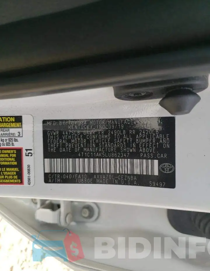 4T1C11AK5LU862347 Photo# 12