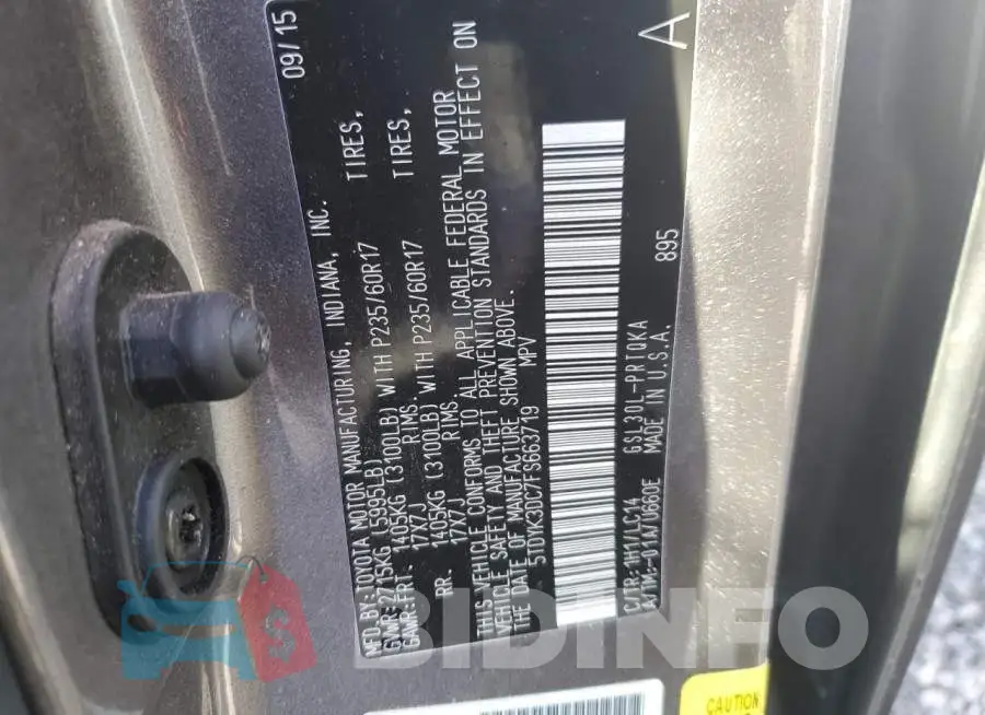 5TDYK3DC7FS663719 Photo# 13